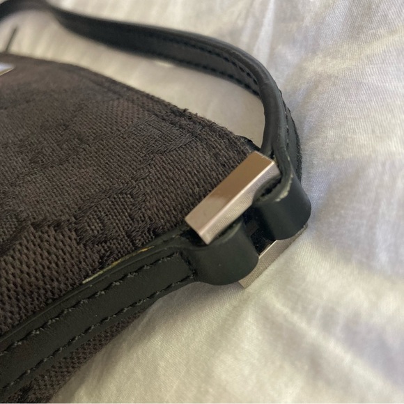 GUCCI Black Pouchette Monogram Mini Shoulder baguette handbag Y2K bag purse - Picture 7 of 16